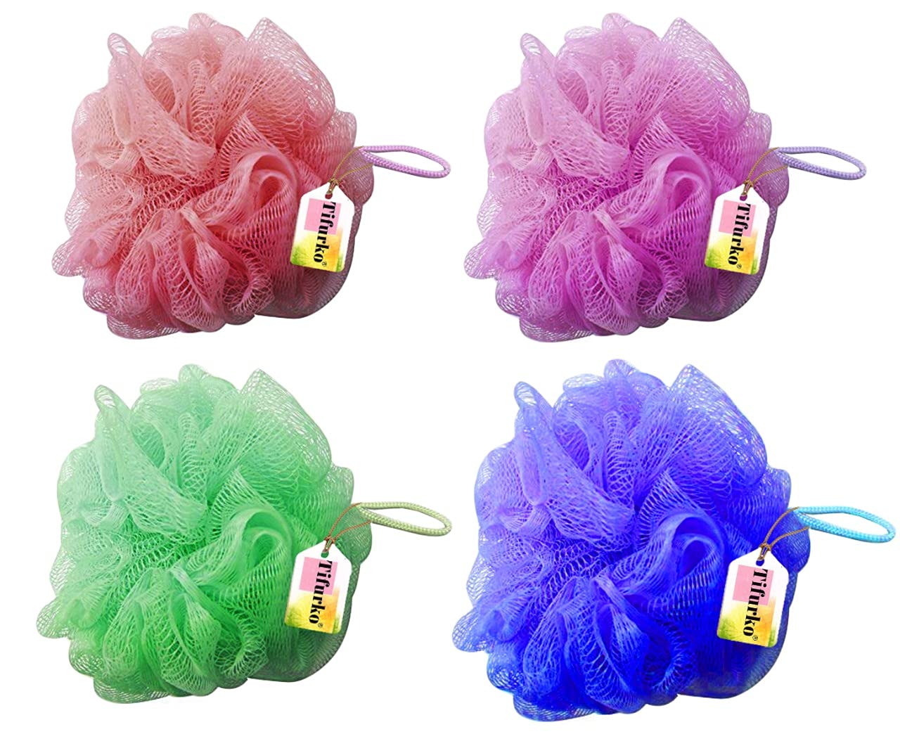 Premium Tifurko Bath Sponge - Exfoliating Round Loofah Body Scrubber for Shower & Bath (Pack of 2) | Gentle Skin Cleansing & Massage | Perfect for Daily Body Wash & Spa Relaxation