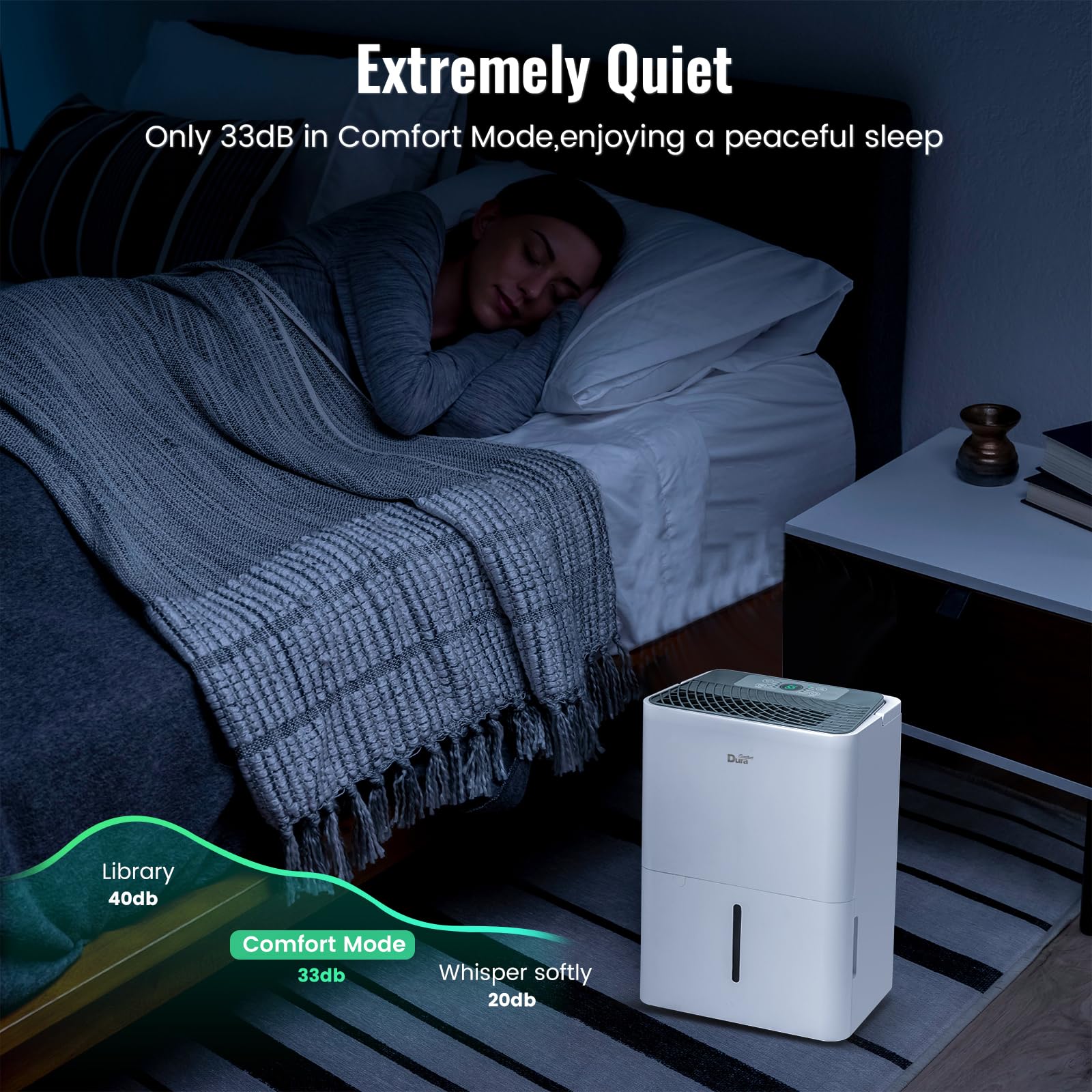 **DuraComfort 25 Pints Compact Dehumidifier for Bathroom, Bedroom, Closet, Kitchen, RV & Basement - Up to 1500 Sq.Ft with Drain Hose - White | Ideal for Moisture Control in Small Spaces & Travel Use**