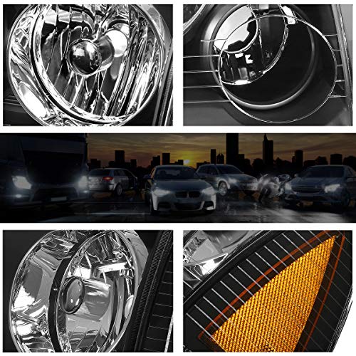 PM PERFORMOTOR 2Pcs Black Housing/Amber Corner Replacement Headlights Assembly Compatible with 2006-2010 Dodge Charger - Upgrade Your Car Lighting for Night Driving & Enhanced Style