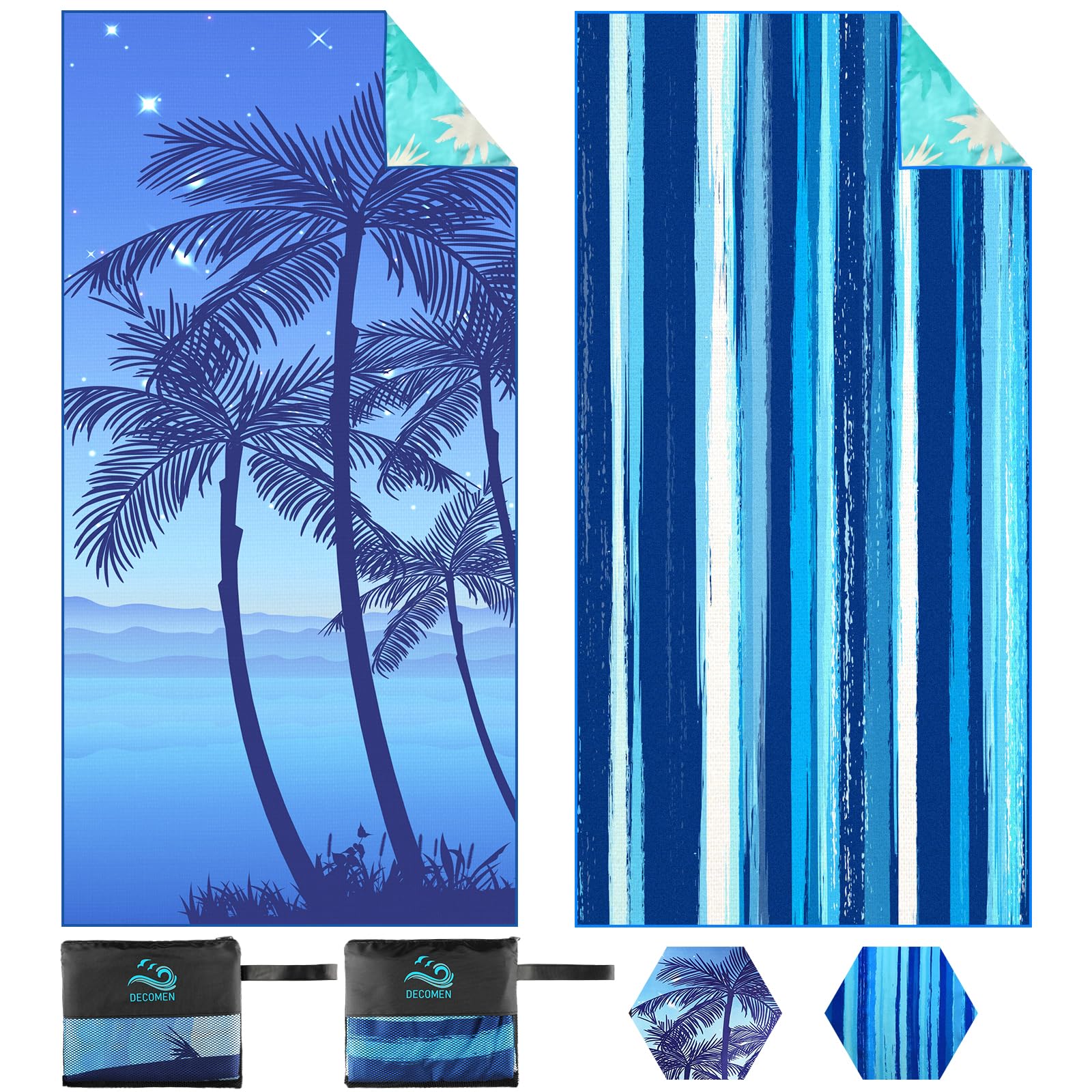 Premium 2-Pack Microfiber Beach Towels - Oversized 73