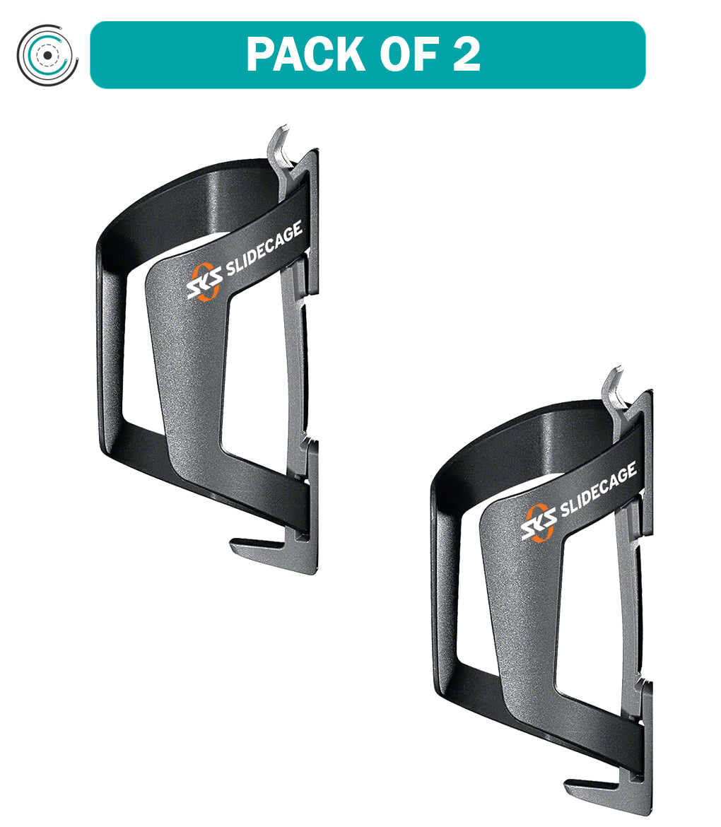 2 Pack SKS Slidecage Water Bottle Cage - Black Top & Side Load Bicycle Bottle Holder - Premium Polyamide Material for Road & Mountain Bikes - Perfect for Cycling, Commuting & Outdoor Adventures