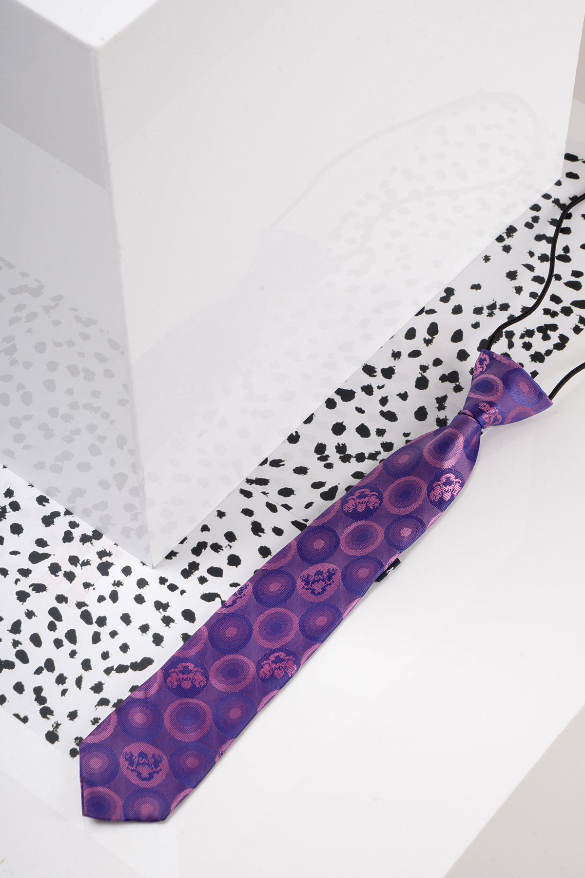 Kids' Purple Bubble Circle Print Tie - Stylish & Fun Bow Tie for Boys & Girls - Perfect for Parties, Weddings & School Events