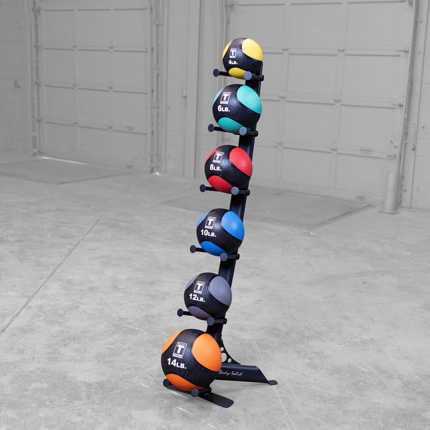 Body-Solid Vertical Medicine Ball Stand - Heavy Duty Steel Exercise Ball Holder for Home & Gym - Compact Storage for Up to 6 Medicine Balls - Perfect for CrossFit, Functional Training & Strength Workouts