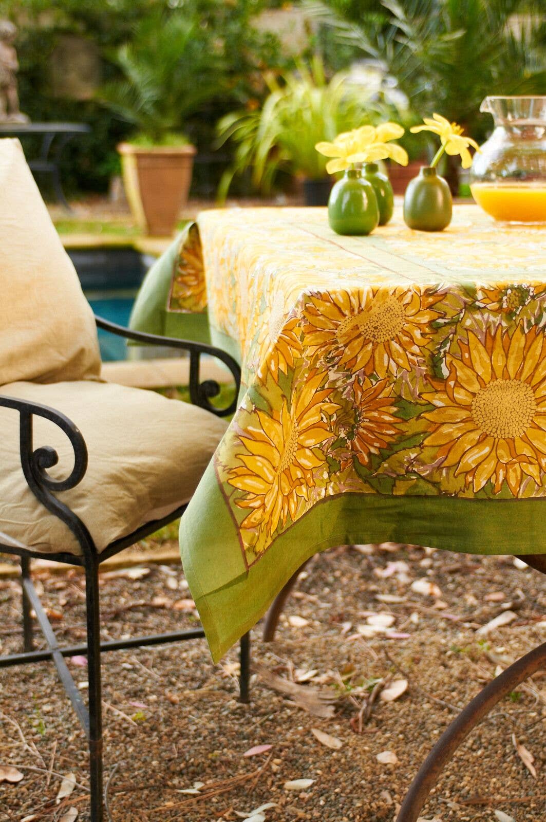 Premium Sunflower Yellow & Green Tablecloth 59x59 Inch - Waterproof & Stain-Resistant for Outdoor Dining, Picnics, and Party Decor