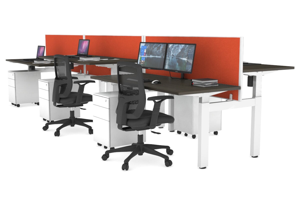 Adjustable 6-Person H Bench Workstation with White Frame - 1200L x 700W - Perfect for Office, Classroom, or Conference Room Use