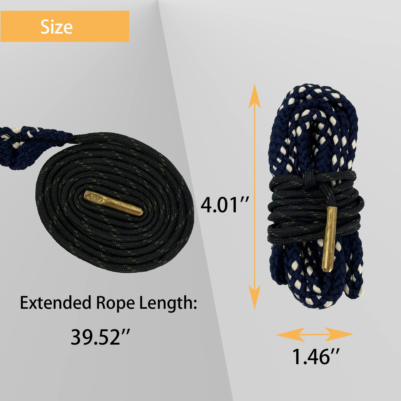 2 Pack Gun Cleaning Snake Rope - Universal Bore Brush for Pistol, Handgun, Shotgun - Fits .22, .223, 5.56mm, .380, 9mm, 12GA, .308, .357, .44, .45 Caliber - Perfect for Rifle Maintenance & Hunting Gear Accessories