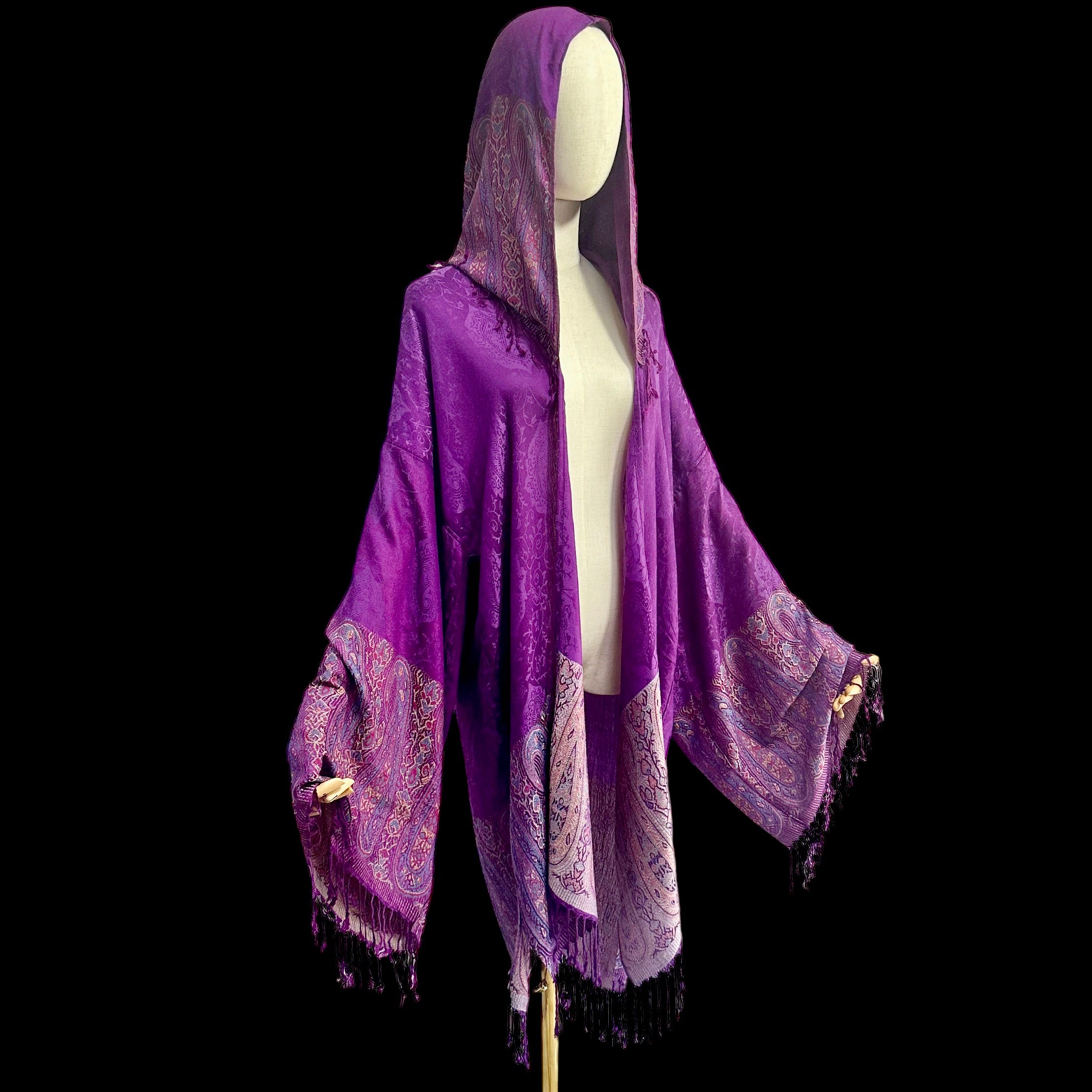 PASH ROBE Women's Purple Paisley Kimono Robe - Soft Lightweight Bathrobe for Spa, Lounge & Home Relaxation