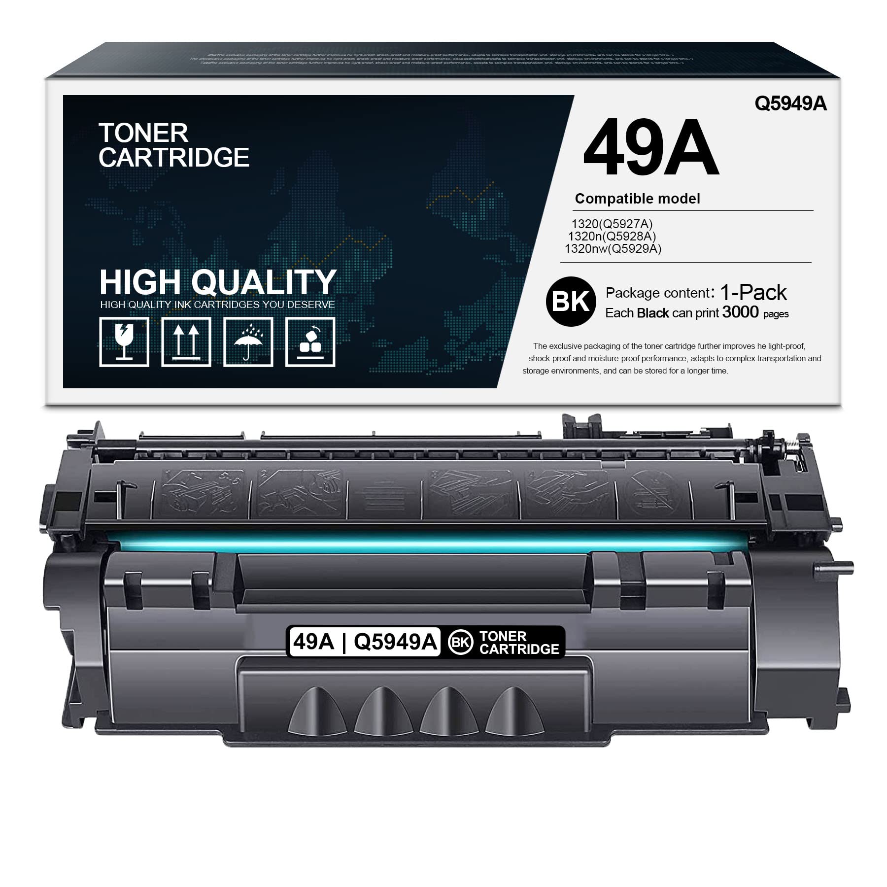 MaxInk 49A | Q5949A Black Toner Cartridge - Compatible Replacement for HP 1320/1320n/1320nw/1320tn/3390 MFP/3392 MFP/1160 Printers (1-Pack) - Perfect for Home Office & Small Business Printing Needs