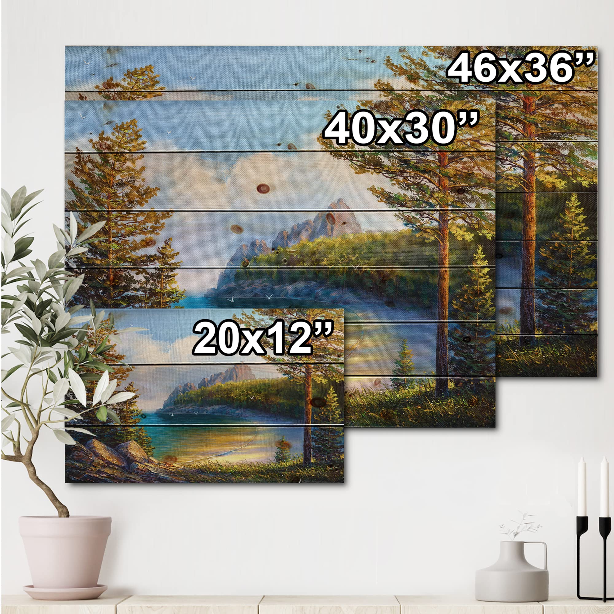 Morning Sun By The Wild Beach Nautical Wood Wall Art - Coastal Home Decor, Large Pine Wood Wall Panel with Green Printed Design - Perfect for Living Room, Bedroom, or Beach House Decoration