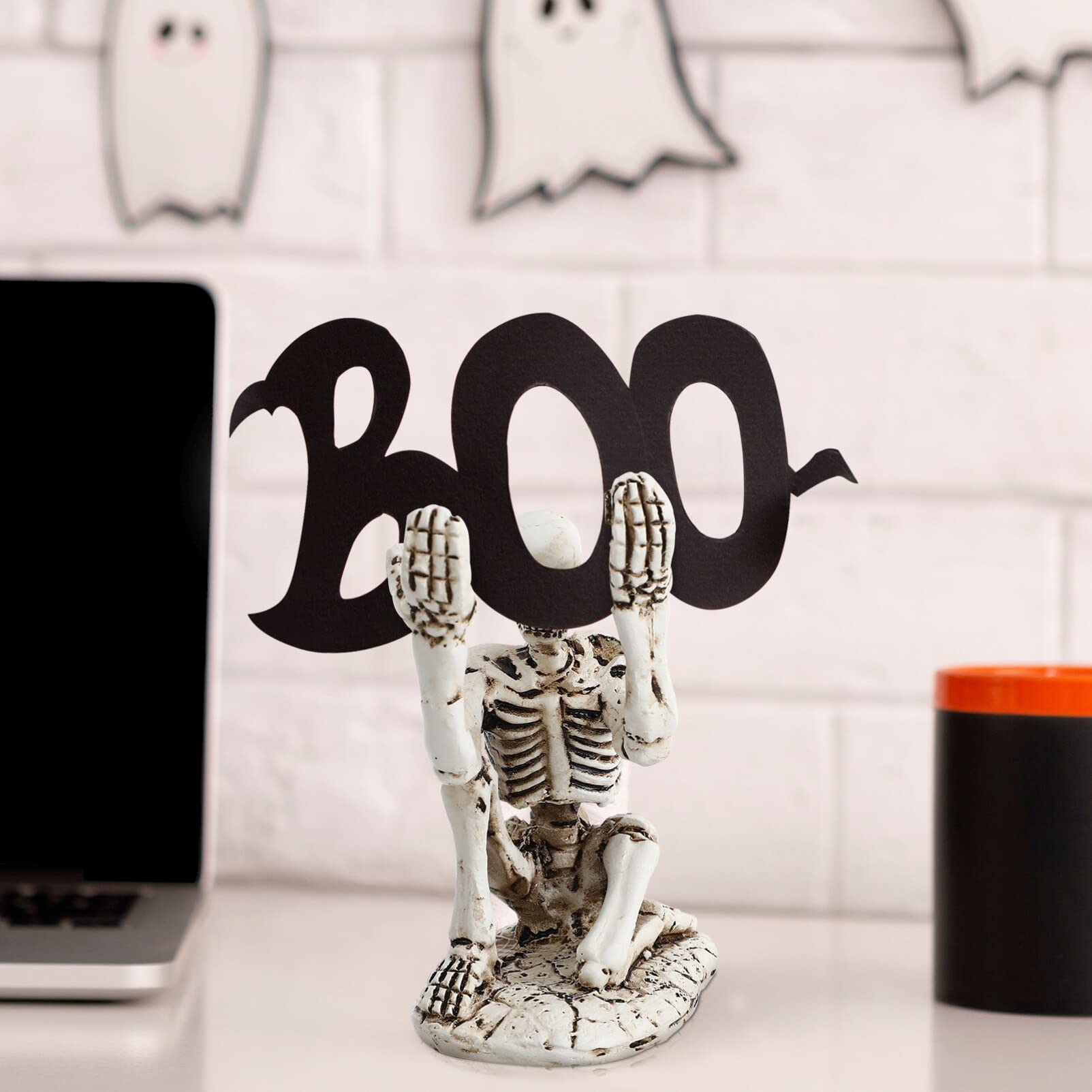 IMIKEYA Skull Pen Holder - Skeleton Pen Display Stand, Makeup Brush Organizer, Fountain Pen Holder for Halloween Home Decor - Perfect for Office Desk, Makeup Vanity & Halloween Party Display