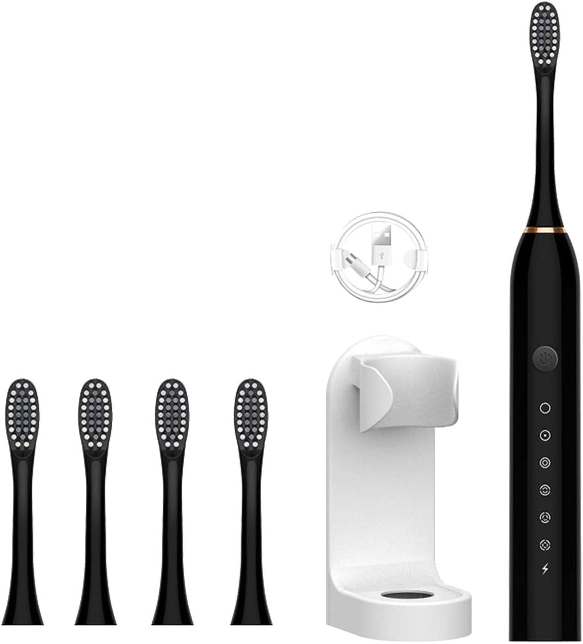 Sonic Electric Toothbrush with 4 Brush Heads - 6 Cleaning Modes for Deep Cleaning, Whitening & Sensitive Teeth - Waterproof & Portable for Adults & Kids - Perfect for Travel & Family Use - Includes 3 Color Options