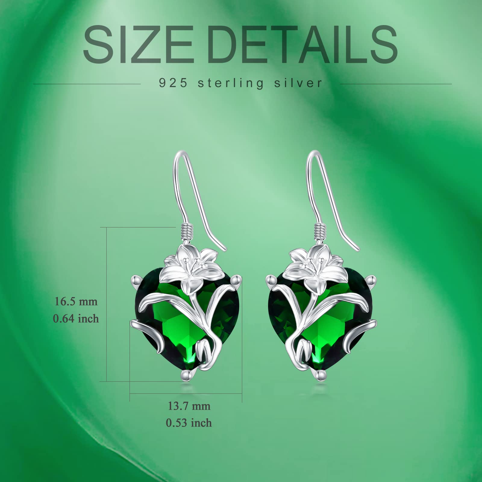 TOUPOP Sterling Silver Birth Month Flower Drop Earrings for Women - Crystal Dangle Earrings, Birthday Jewelry Gifts for Girls & Women | Perfect for Valentine's Day, Mother's Day & Special Occasions
