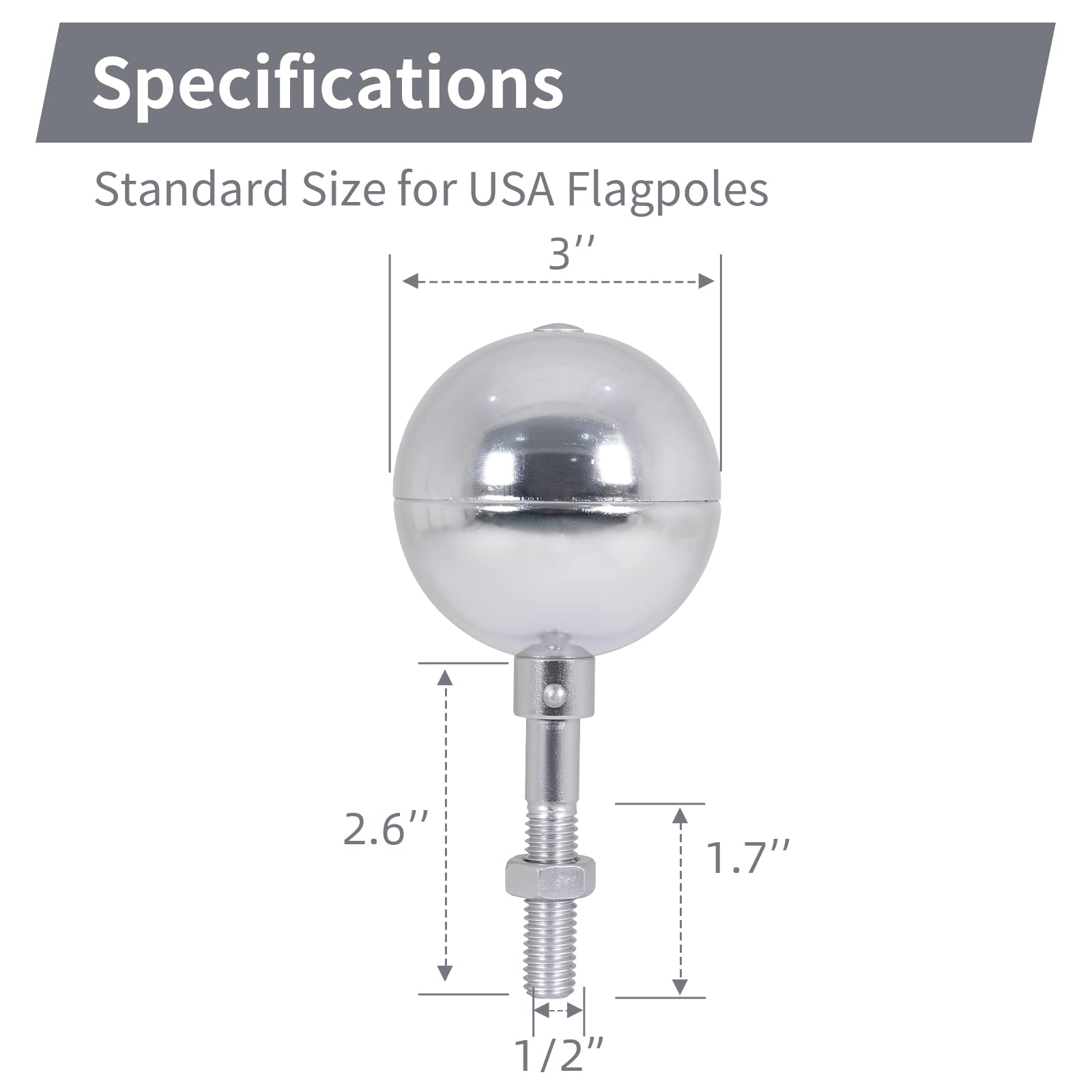 Flag Pole Ball Topper Ornament - 1/2