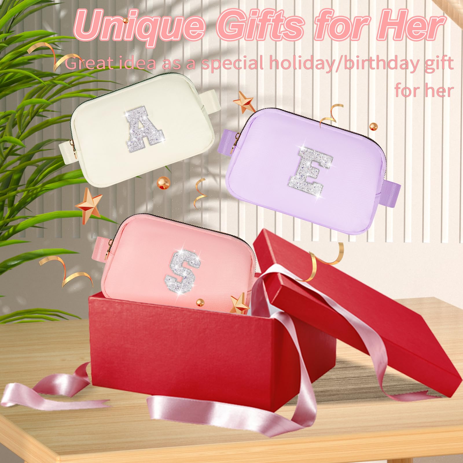 Trendy Crossbody Belt Bag for Girls & Teens - Cute Travel Essentials, Birthday Gift for Daughter, Sister, Her - White S & Peach - Perfect for School, Travel & Daily Outfits
