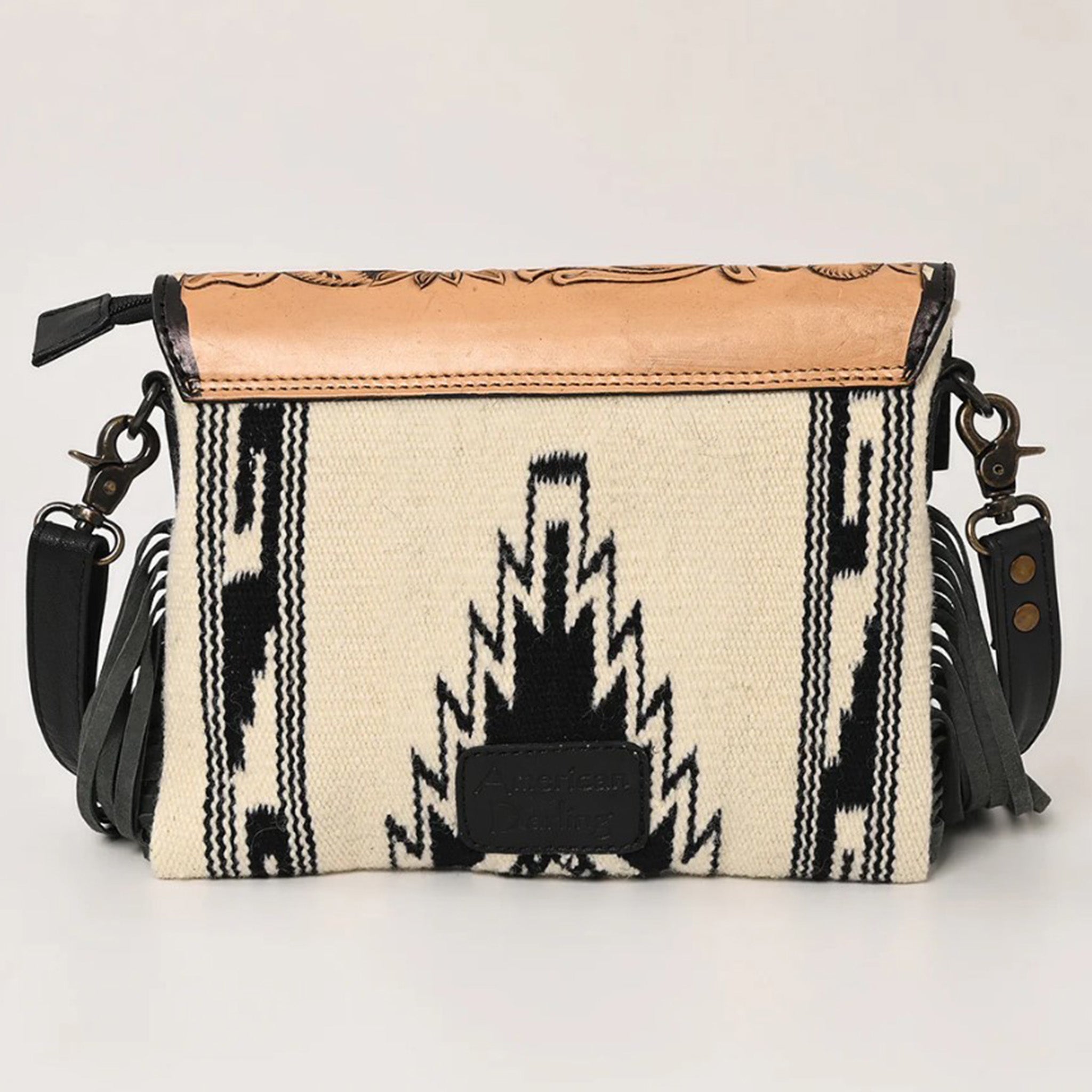 American Darling Black & White Aztec Fringe Purse - Stylish Boho Crossbody Bag for Women, Perfect for Festivals, Parties & Everyday Use