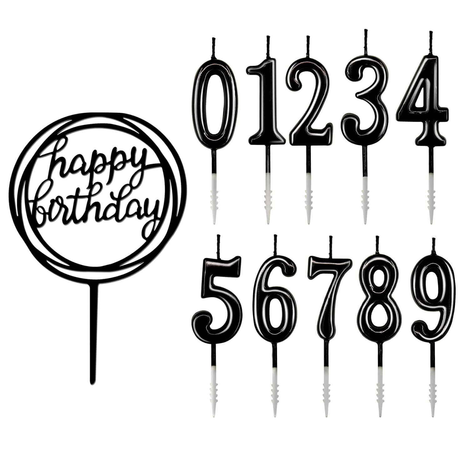 10-Piece Number Birthday Candles Set (0-9) - Glitter Cake Toppers for Birthday Parties, Weddings & Special Events - Black Sparkling Candles for Cakes, Cupcakes & Desserts