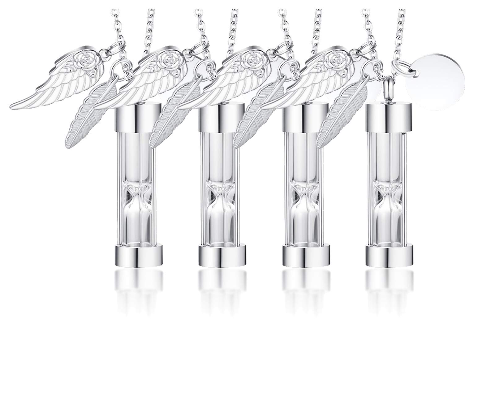 MEALGUET Hourglass Cremation Urn Necklace - Angel Wing Memorial Jewelry with Glass Vial for Ashes - Personalized Keepsake Pendant for Loved Ones - Perfect for Remembrance, Funeral, or Anniversary Gifts