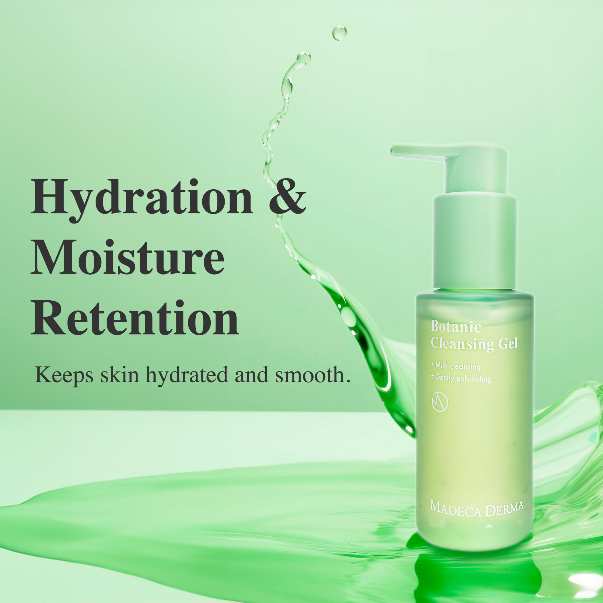 Madeca DERMA Botanic Cleansing Gel - pH Balancing Face Wash with Centella Asiatica & Tea Tree Oil | Korean Skincare for Sensitive Skin | Soothing, Calming & Hypoallergenic Cleanser (3.4 fl oz) | Perfect for Morning & Night Routine, Post-Workout Refresh, and Travel Skincare