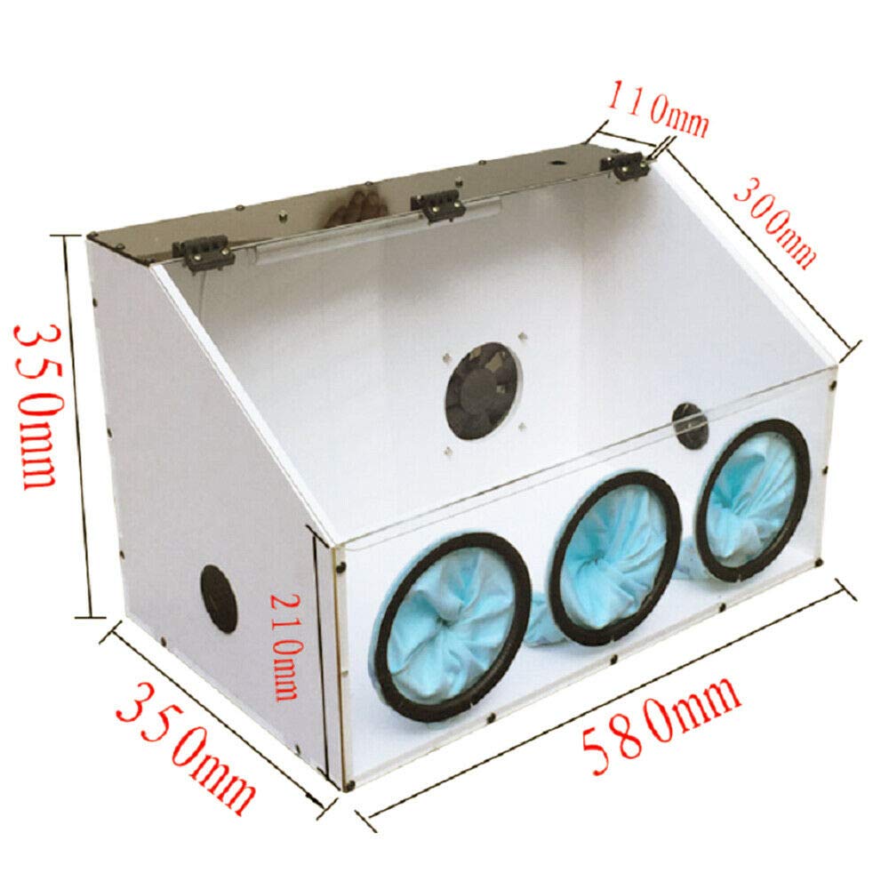 TFCFL Fully Enclosed Electric Grinding Table Polisher with Transparent Acrylic Dust Box, LED Light & Blower - 3 Hole Design for Jewelry, Metal, Wood Polishing | Workshop & DIY Craft Use