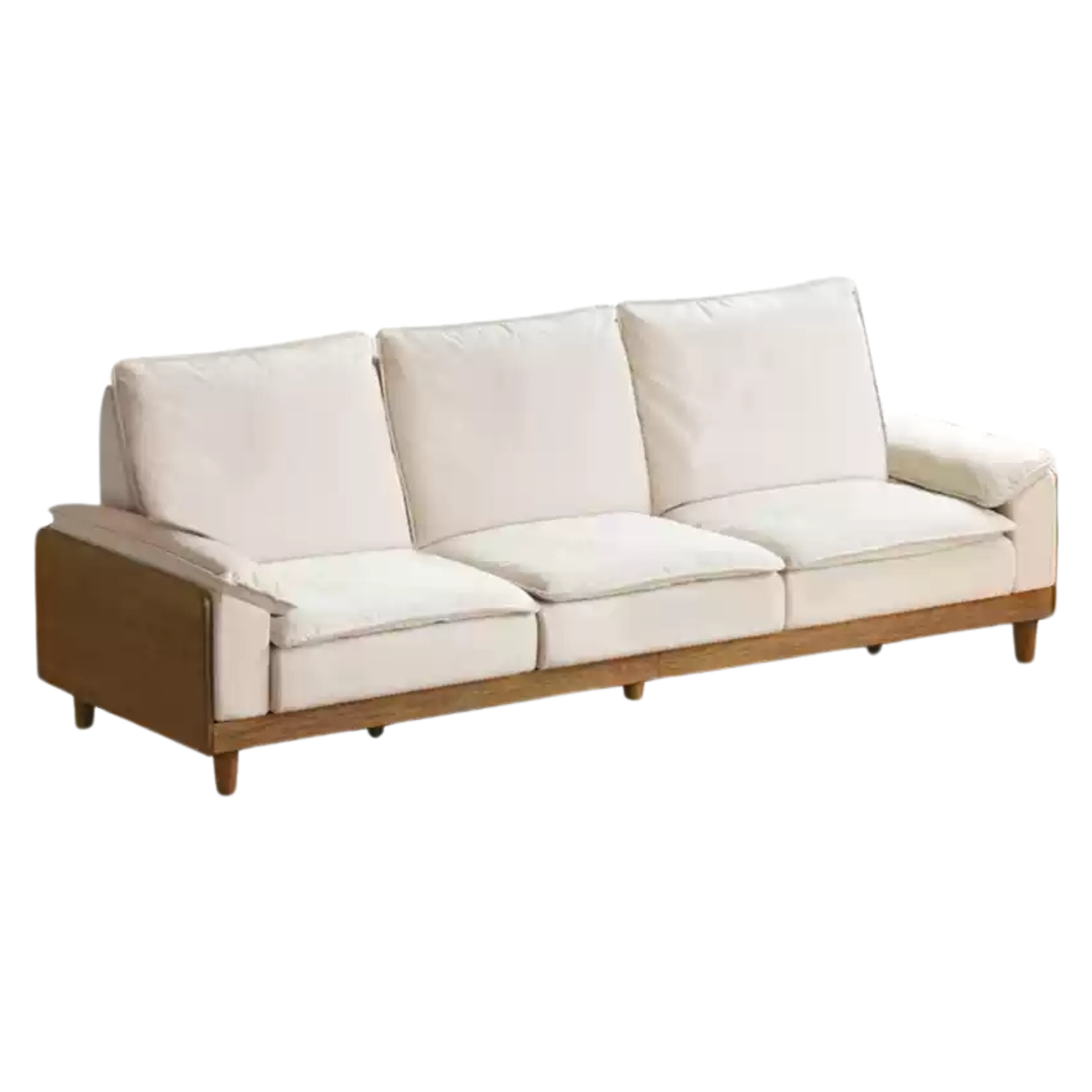 96.8x38.9x37.4 inch / 246x99.7x95cm / walnut color / red oak sofa imitation cotton and linen pear white