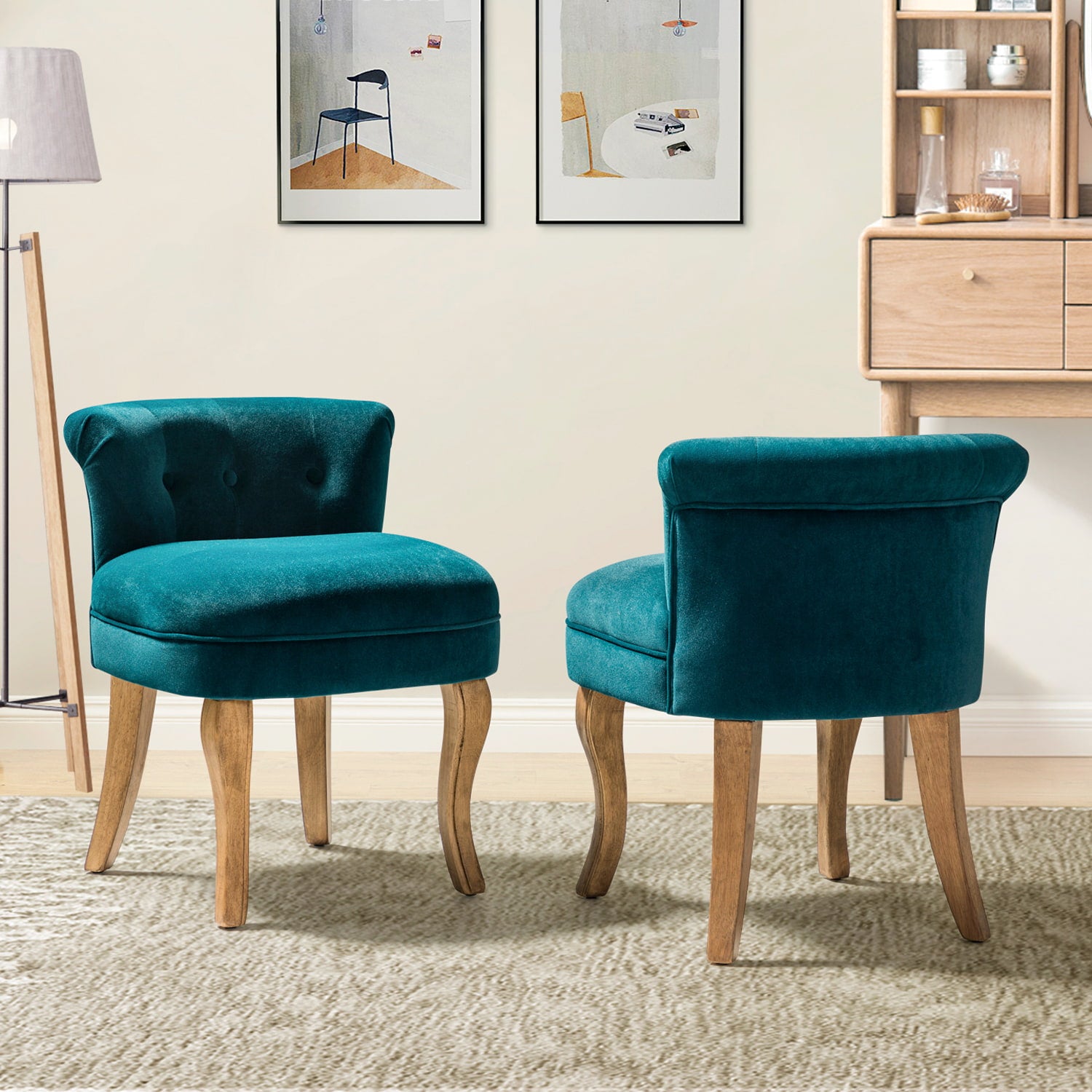 Moises Velvet Vanity Stool with Optional Types - Elegant Makeup Stool for Dressing Table, Bedroom & Bathroom