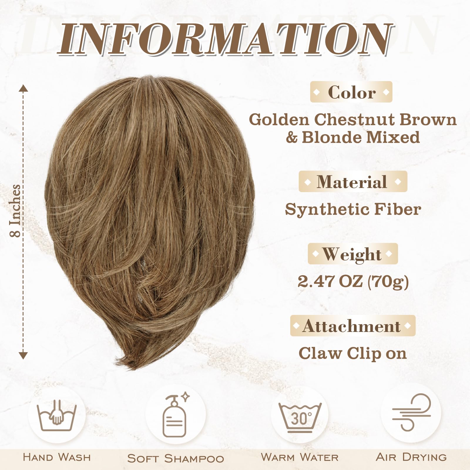 8 Inch Claw Clip Hair Bun Extension for Straight Hair - Perfect for Updos, Ponytails & Everyday Hairstyles