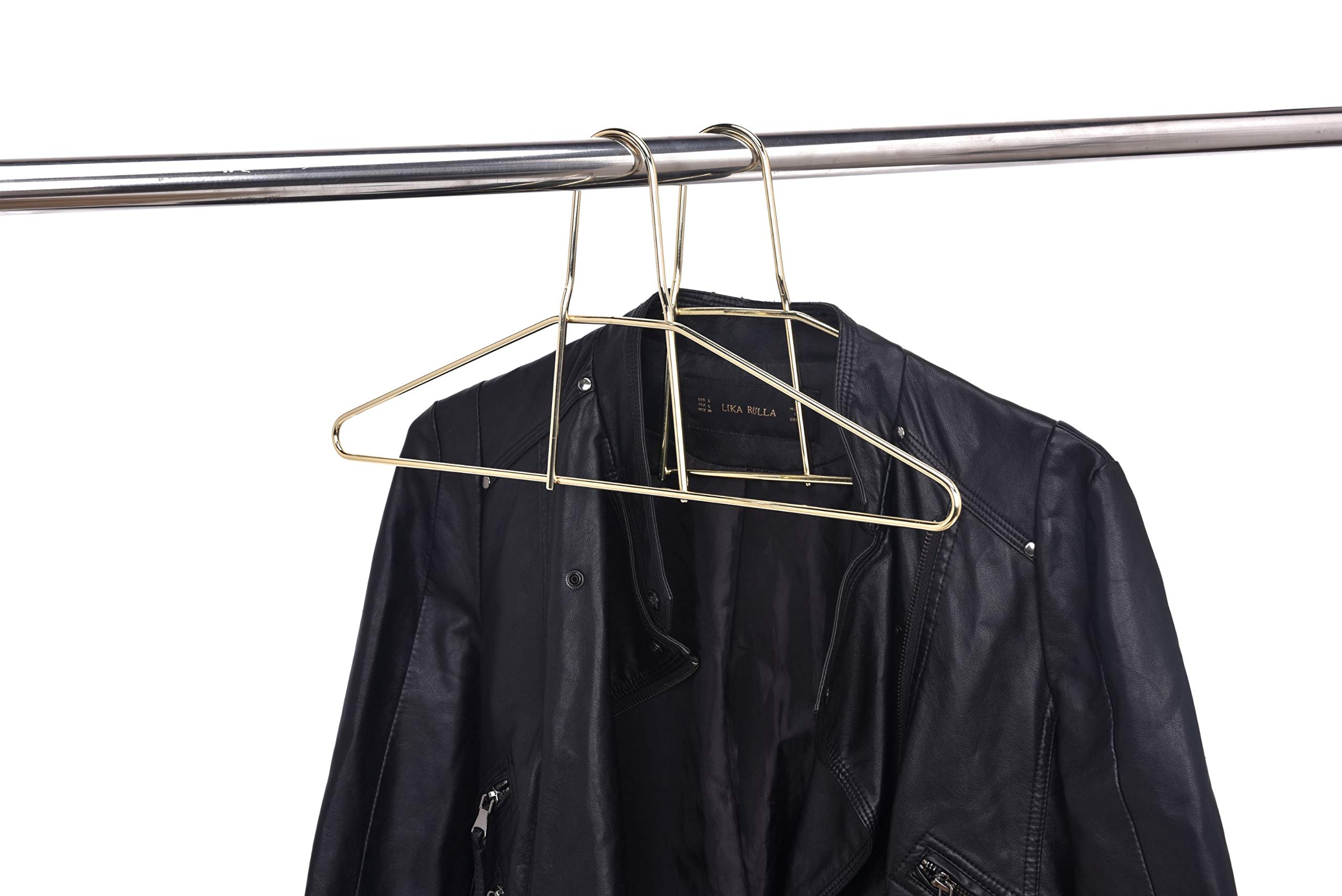 Premium Heavy Duty Metal Hangers 30-Pack - Gold Anti-Theft Wire Clothes Hangers for Suits, Coats & Jackets - 200LB Capacity - Ideal for Gyms, Retail Stores, Hotels & Home Closet Organization