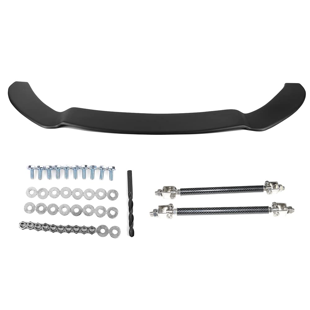 IKON MOTORSPORTS Front Splitter Lip & Rods for 2013-2014 Ford Focus ST | Matte Black Polypropylene Replacement Body Kit | Carbon Fiber Style Air Dam Chin Spoiler | Enhanced Aerodynamics & Sporty Look | Perfect for Street Racing & Car Shows