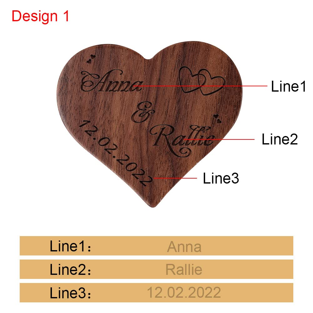 Personalized Wooden Ring Box - Heart Shaped Jewelry Box for Wedding Proposal & Engagement Gifts - Walnut Wood Ring Holder - Perfect for Anniversaries, Valentine's Day & Romantic Surprises