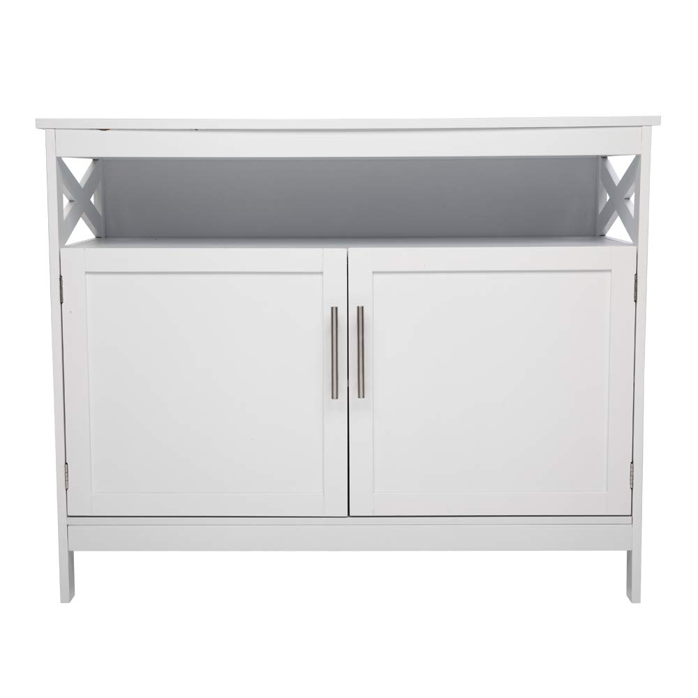 Aoerte White Kitchen Sideboard Storage Cabinet - Large Dining Buffet Server with Double Doors & Display Shelf | Perfect for Kitchen Organization, Dining Room Storage & Living Room Console Table