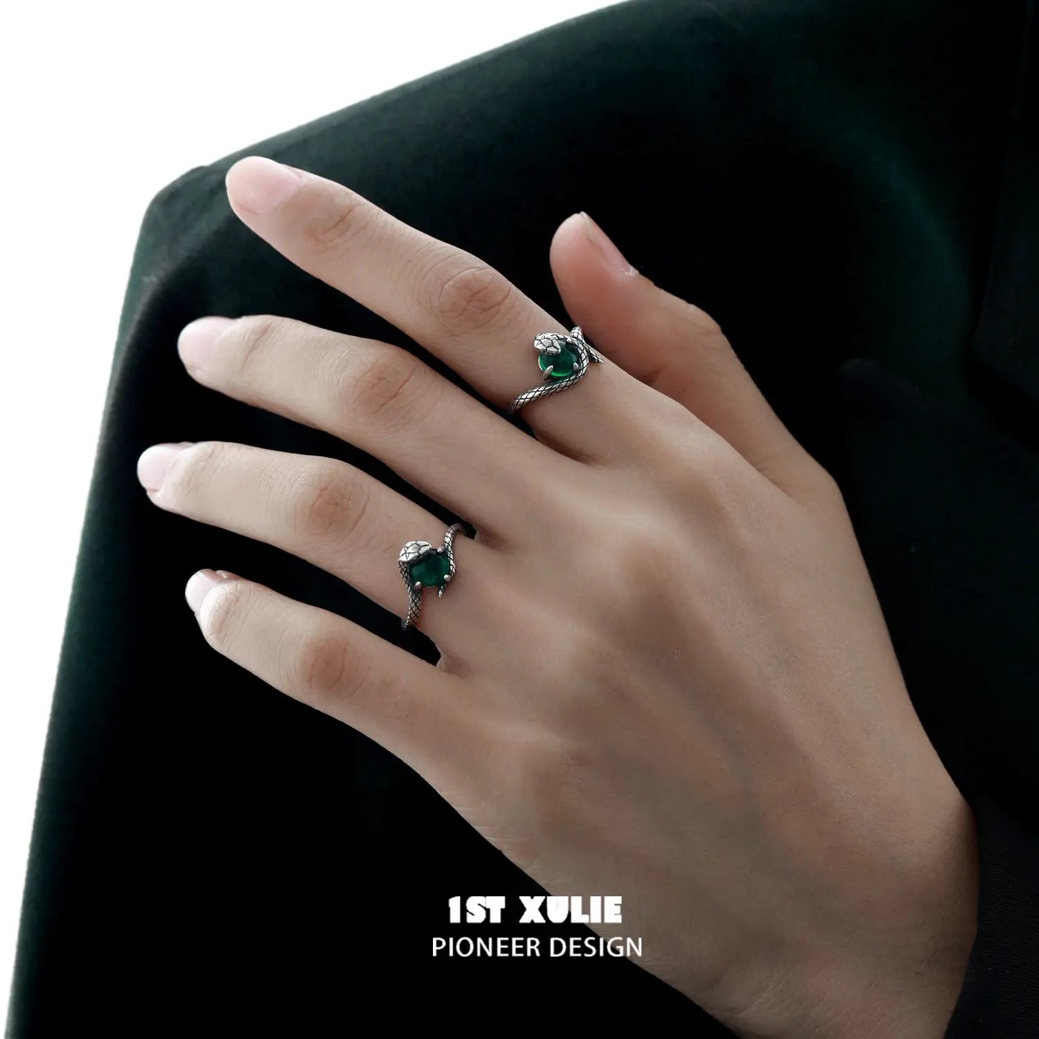 S925 Sterling Silver Snake Bite Couple Rings with Energy Crystals - Matching Promise Rings for Couples, Anniversary Gifts, and Spiritual Jewelry