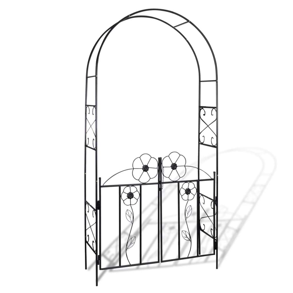 Decorative Metal Garden Arch with Door Gate - Outdoor Wedding Trellis for Climbing Plants, Lawn, Poolside & Backyard Decor | Perfect for Patio Parties & Garden Events