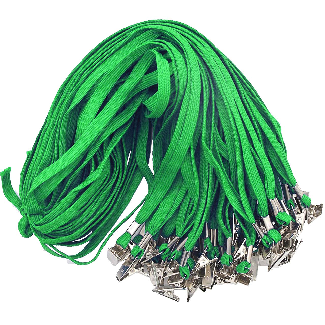 Beebel 50PCS 32-Inch Green Lanyards with Badge Clips for ID Cards & Events