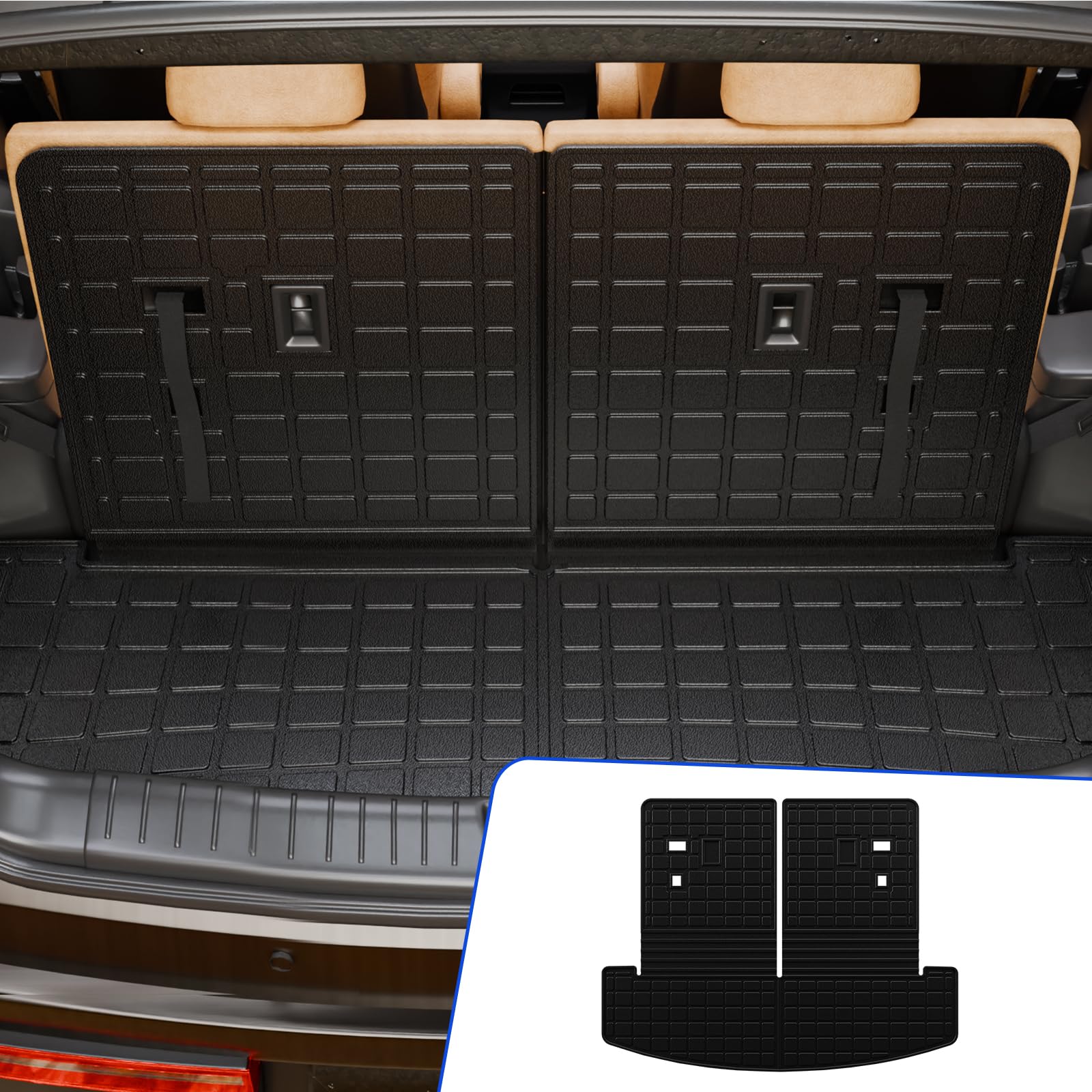 Rongtaod All-Weather Cargo Liner & Trunk Mat Compatible with 2024-2025 Hyundai Santa Fe - Heavy Duty Protection with Backrest Mat - Perfect for Road Trips, Groceries, and Pet Transport