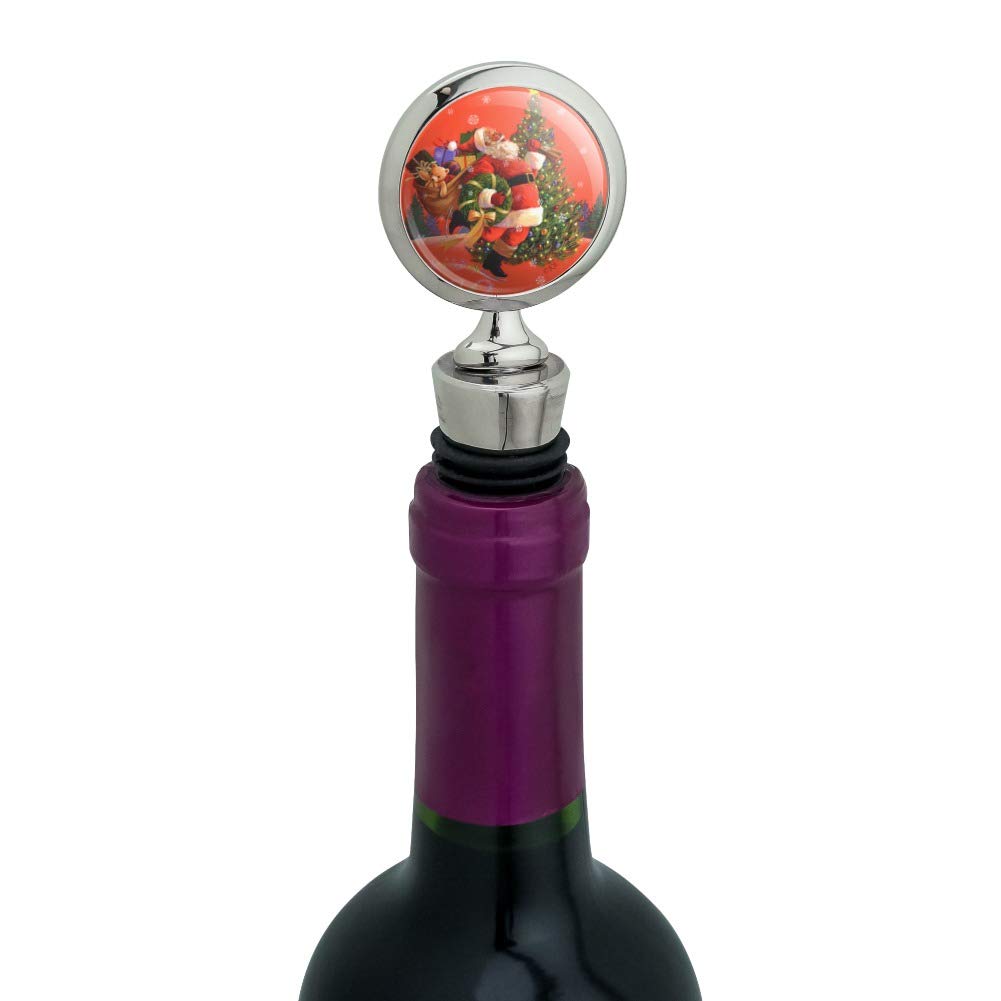 Santa Skating Christmas Tree Wine Bottle Stopper - Festive Holiday Party Decor & Wine Accessory for Christmas Gifts, Dinner Parties & Home Decor