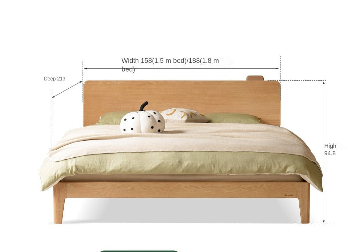 Solid Oak Wood High Headboard Bed - Queen Size, Rustic Farmhouse Style for Bedroom Decor - Perfect for Master Bedrooms, Guest Rooms & Cozy Retreats