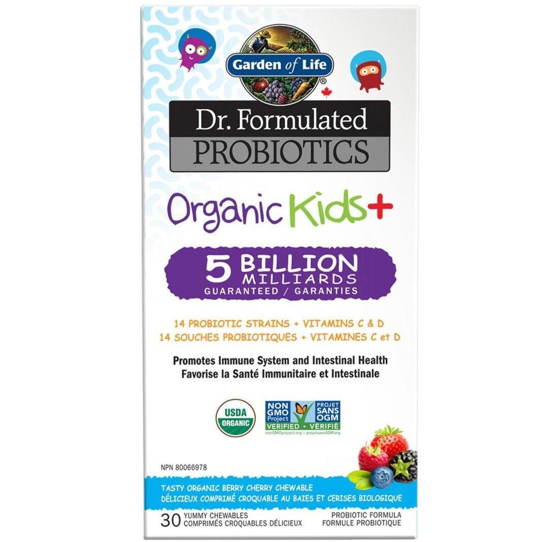 Garden of Life Dr. Formulated Organic Kids Probiotics - 5 Billion CFU, Berry Cherry Flavor, 30 Chewable Tablets | Supports Digestive Health & Immune System for Children | Perfect for School Lunches & Travel