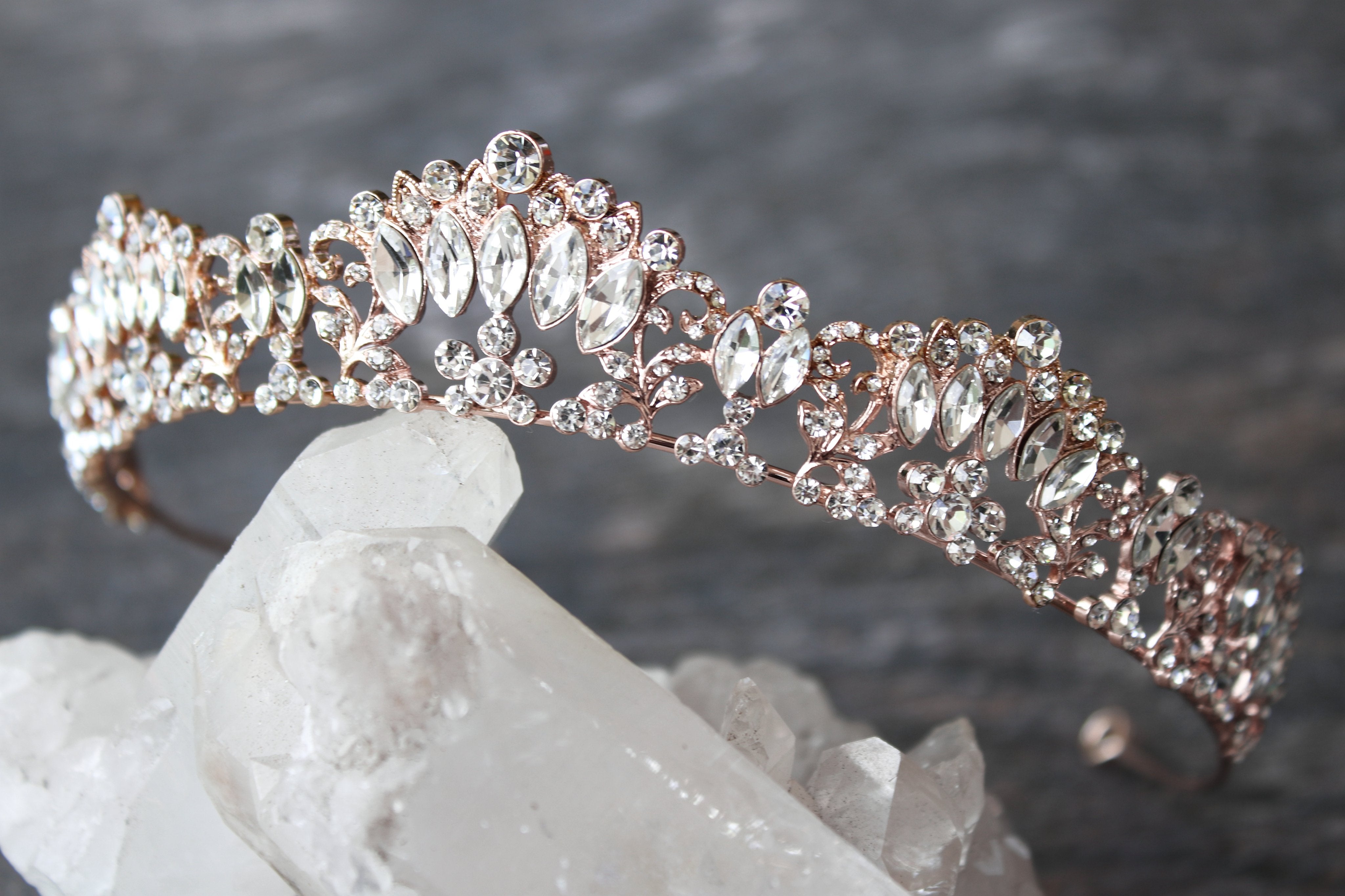 MARQUISE Silver Bridal Tiara for Women - Elegant Wedding Crown Headpiece with Crystals - Perfect for Brides, Prom, Pageants & Special Occasions