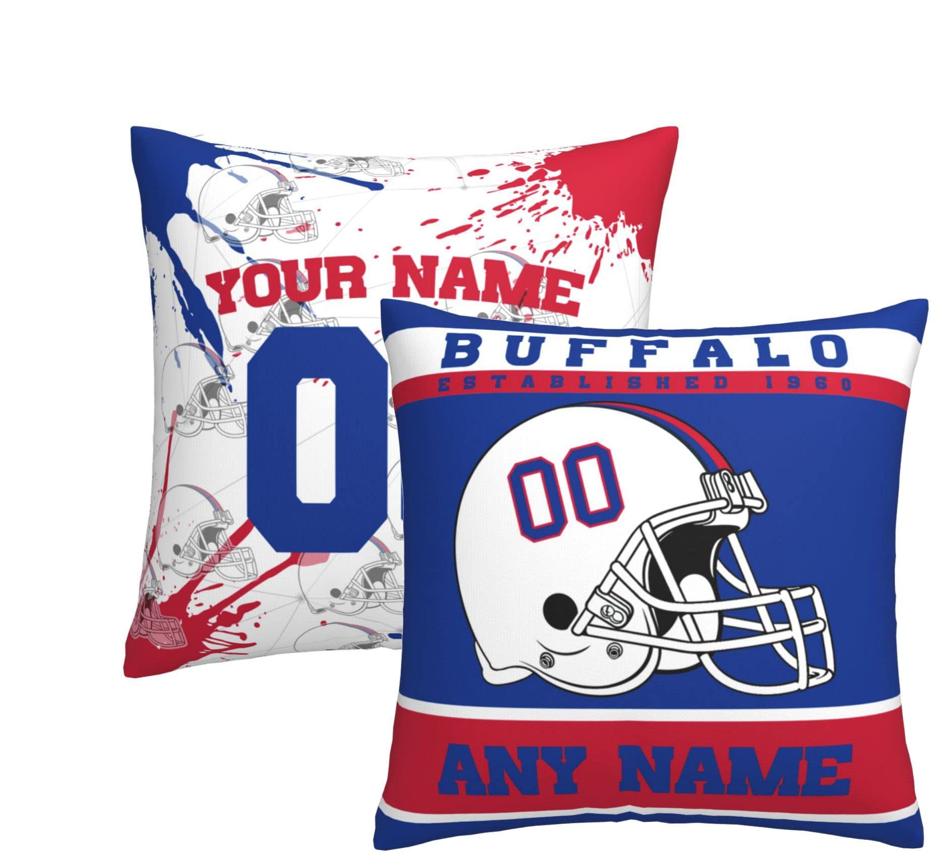 Custom Football Throw Pillow Covers 2-Pack - Personalized with Any Name & Number - 18x18 Inch Decorative Couch Pillowcases for Sports Fans - Perfect for Game Day Decor, Man Cave & Gift Giving