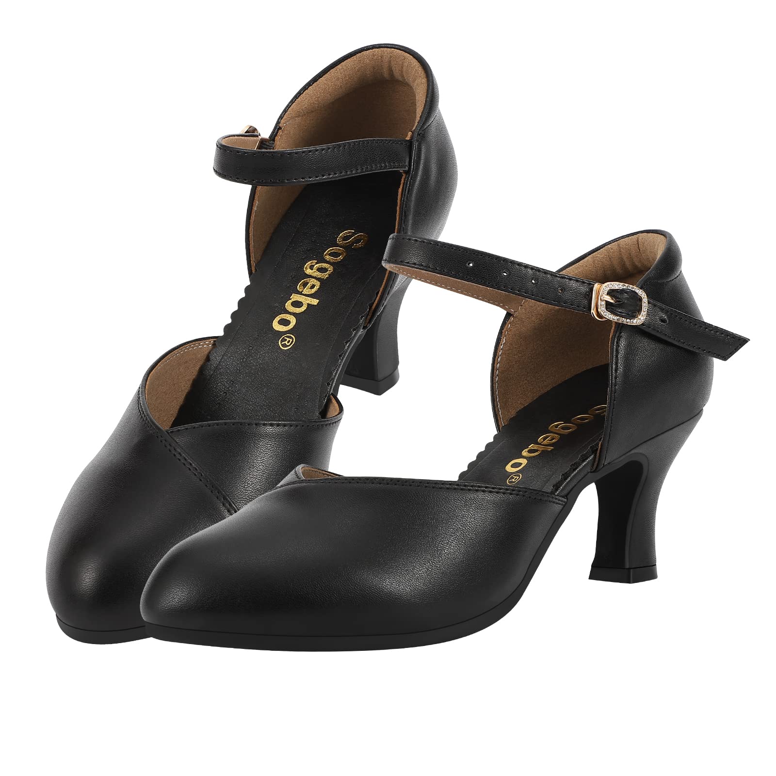 Women's Latin Dance Shoes - Ankle Strap Ballroom Salsa Pumps for Professional & Social Dancing | Perfect for Competition, Practice & Performance