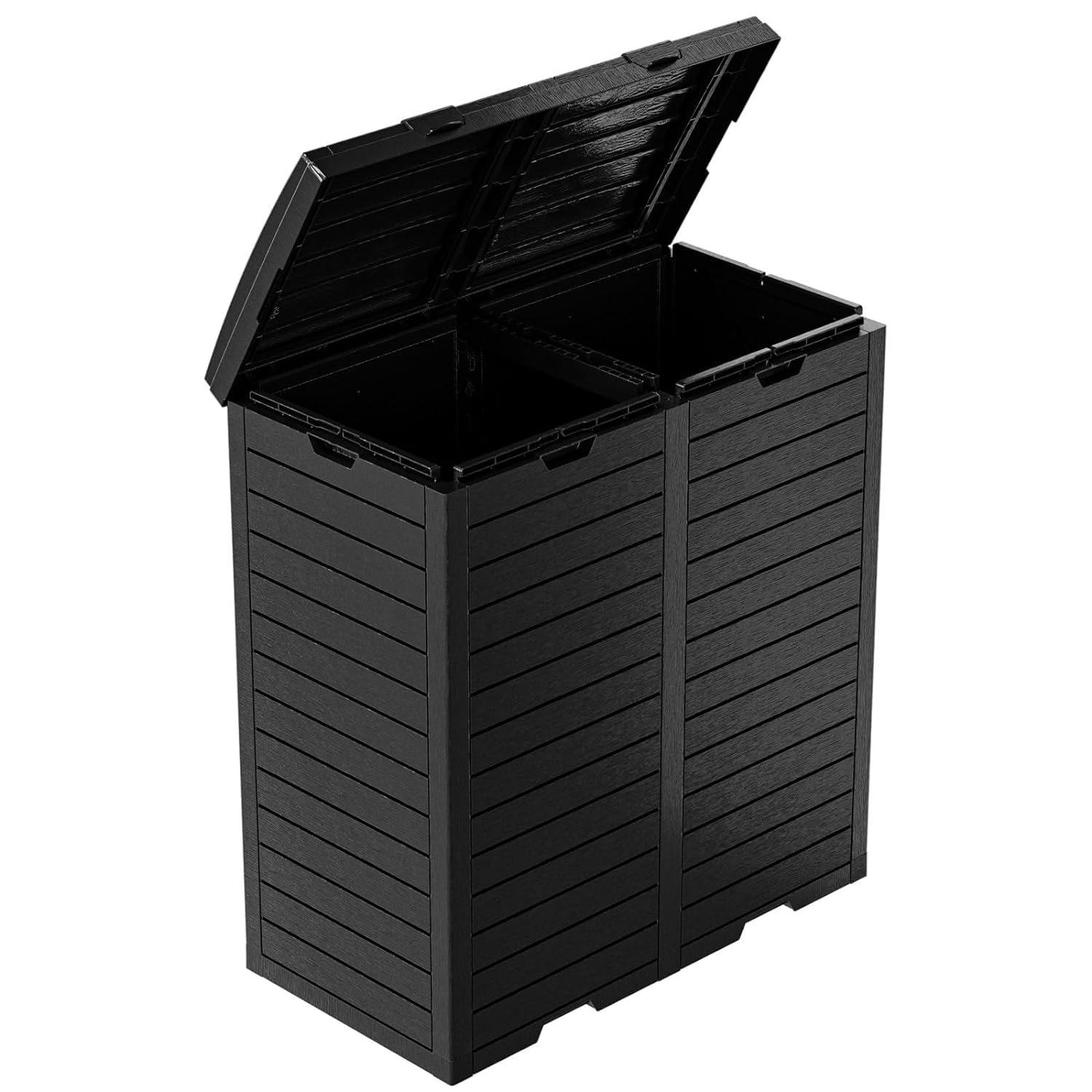 Heavy-Duty Outdoor Trash Can with Lid - Waterproof Resin Garbage Bin with Pull-Out Liquid Drawer & Dual Lid Closure - Ideal for Patio, Backyard, Deck, Garden, and Poolside (Black) - Perfect for Outdoor Entertaining and Waste Management