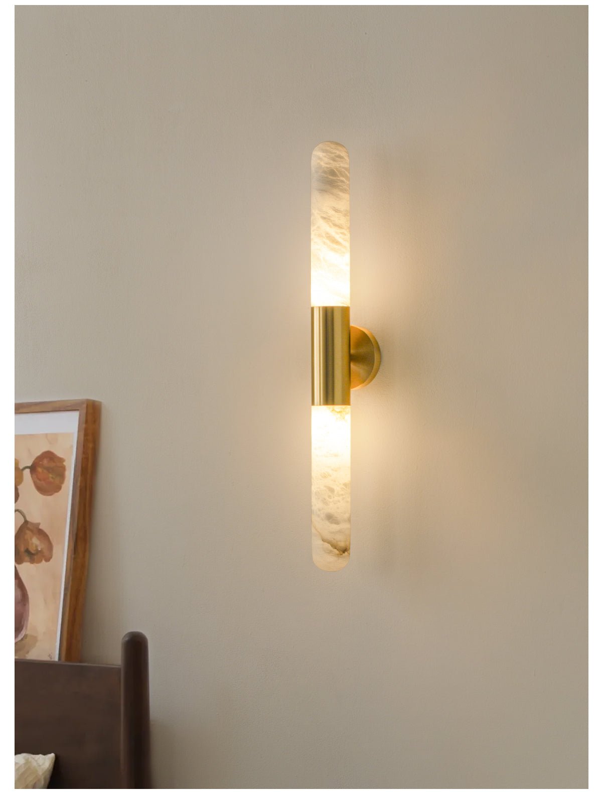 Cavoya Alabaster Wall Light - Modern Sconce for Bedroom, Living Room & Hallway - Elegant Dimmable Fixture with Natural Stone Shade - Perfect for Home Decor & Ambient Lighting