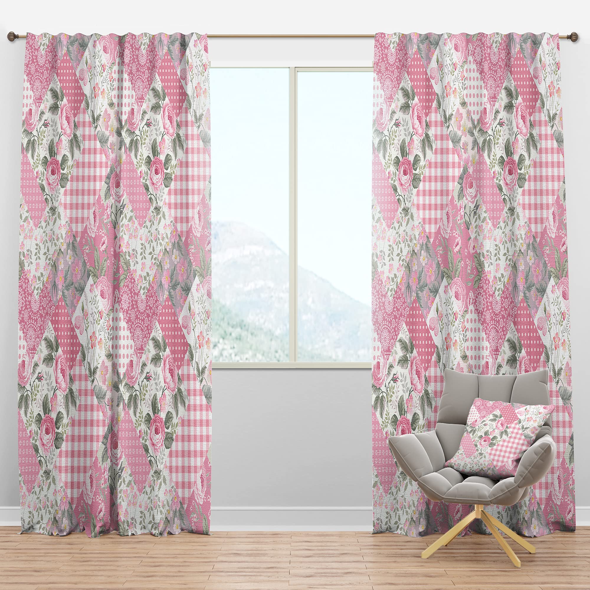 DesignQ Blackout Curtains - Thermal Insulated Patchwork Floral Drapes for Bedroom & Living Room (52x120, Single Panel) - Perfect for Light Blocking, Privacy & Home Decor