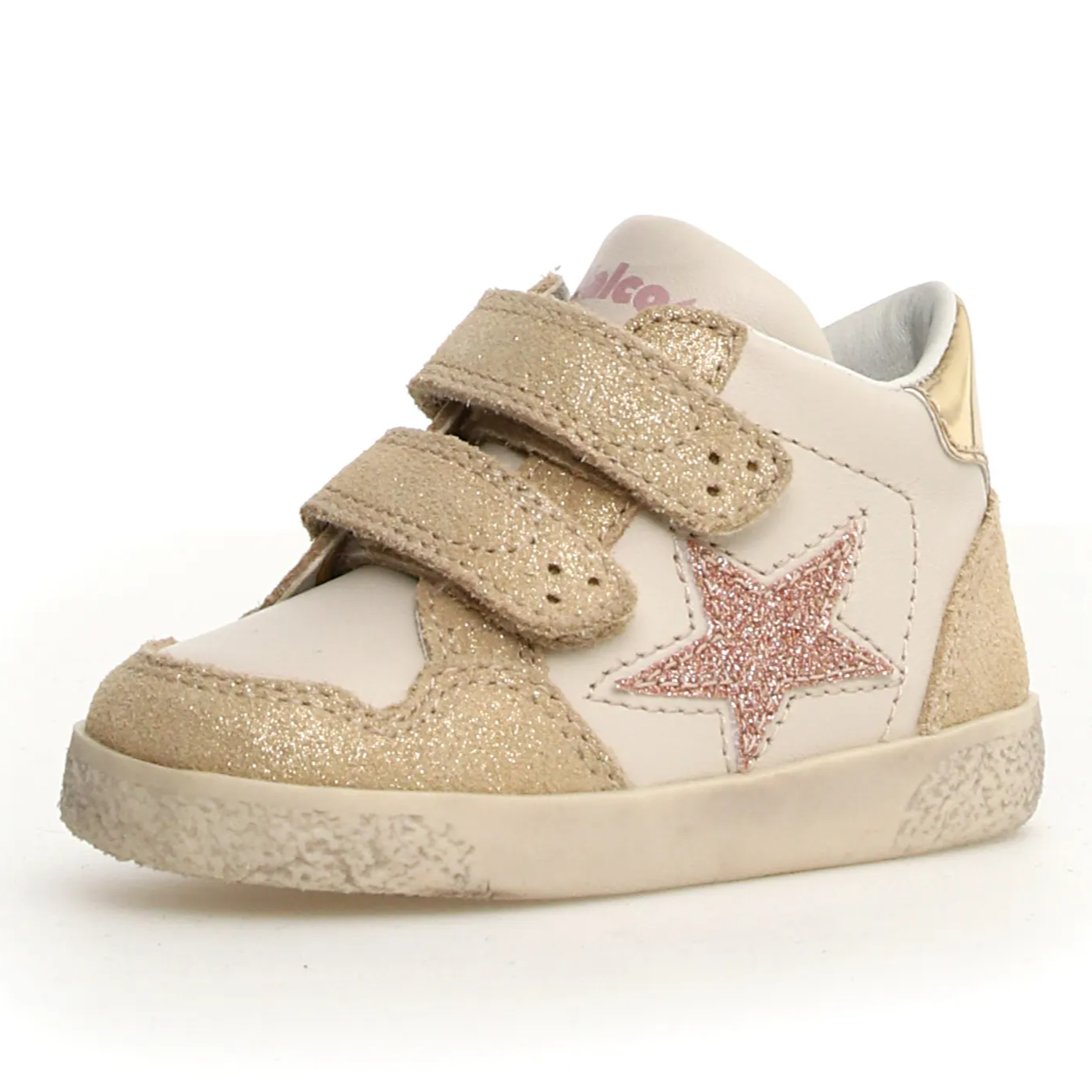 Falcotto Alnoite High 2 VL Girls Casual Sneakers - Platinum, Milk, Rose | Comfortable School Shoes for Everyday Wear & Playtime