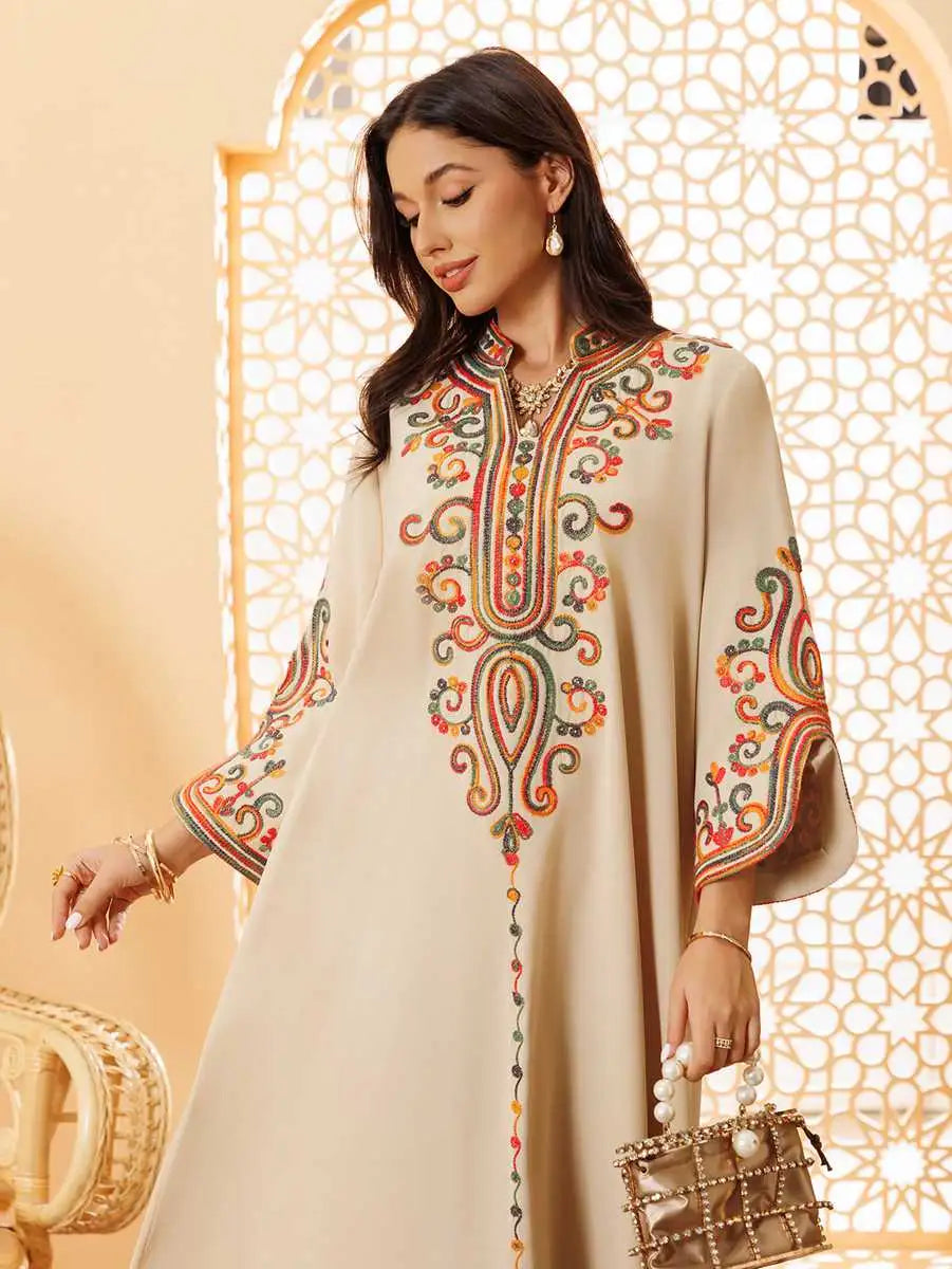 Elegant Arab Rope Embroidery Eid Caftan Kaftan Dress for Women - Perfect for Eid Celebrations, Weddings & Special Occasions