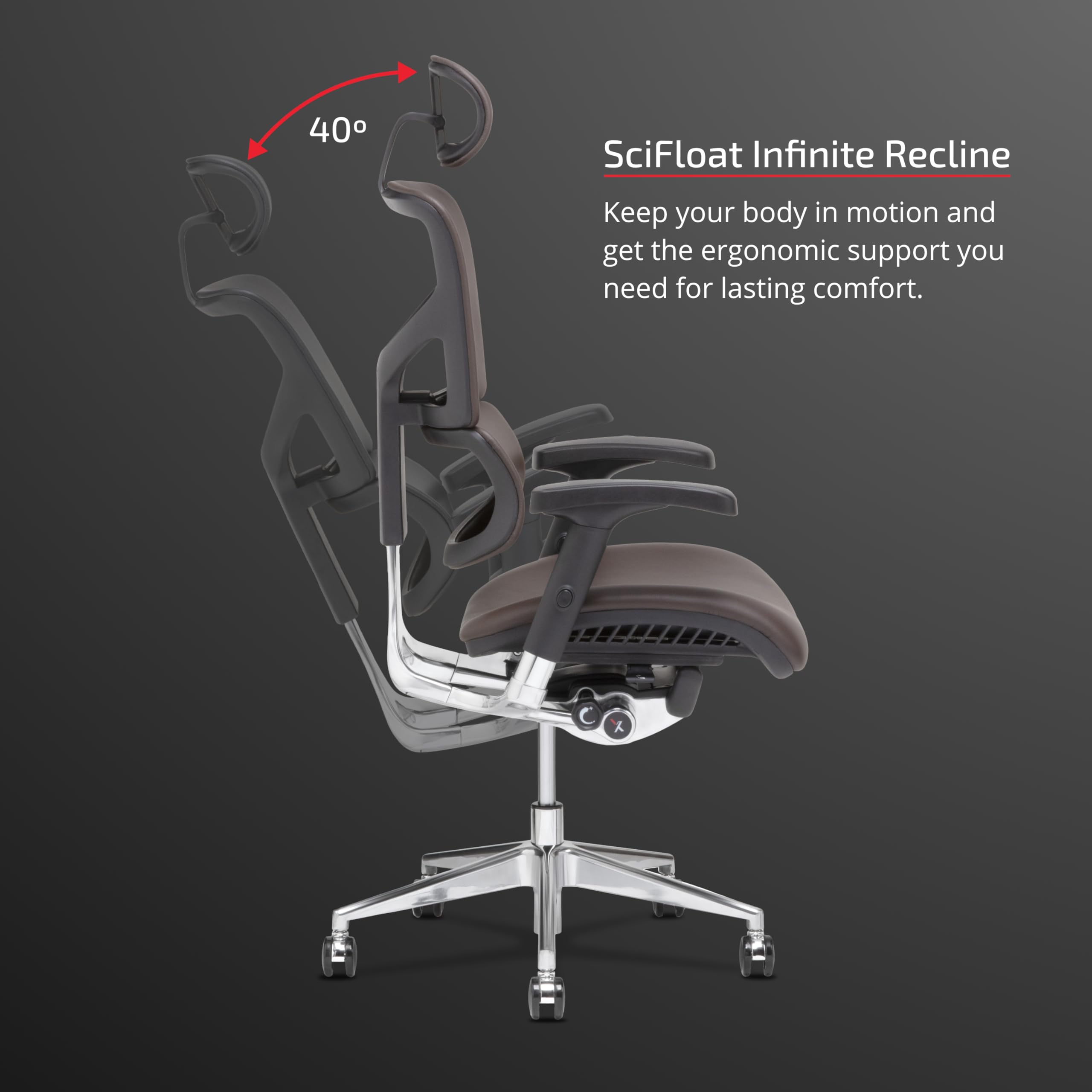 Premium X-Chair X4 Ergonomic Executive Office Chair - Genuine Brown Leather, Adjustable Lumbar Support & Floating Recline Technology | Ideal for Home Office, Corporate Boardrooms & Professional Workspaces