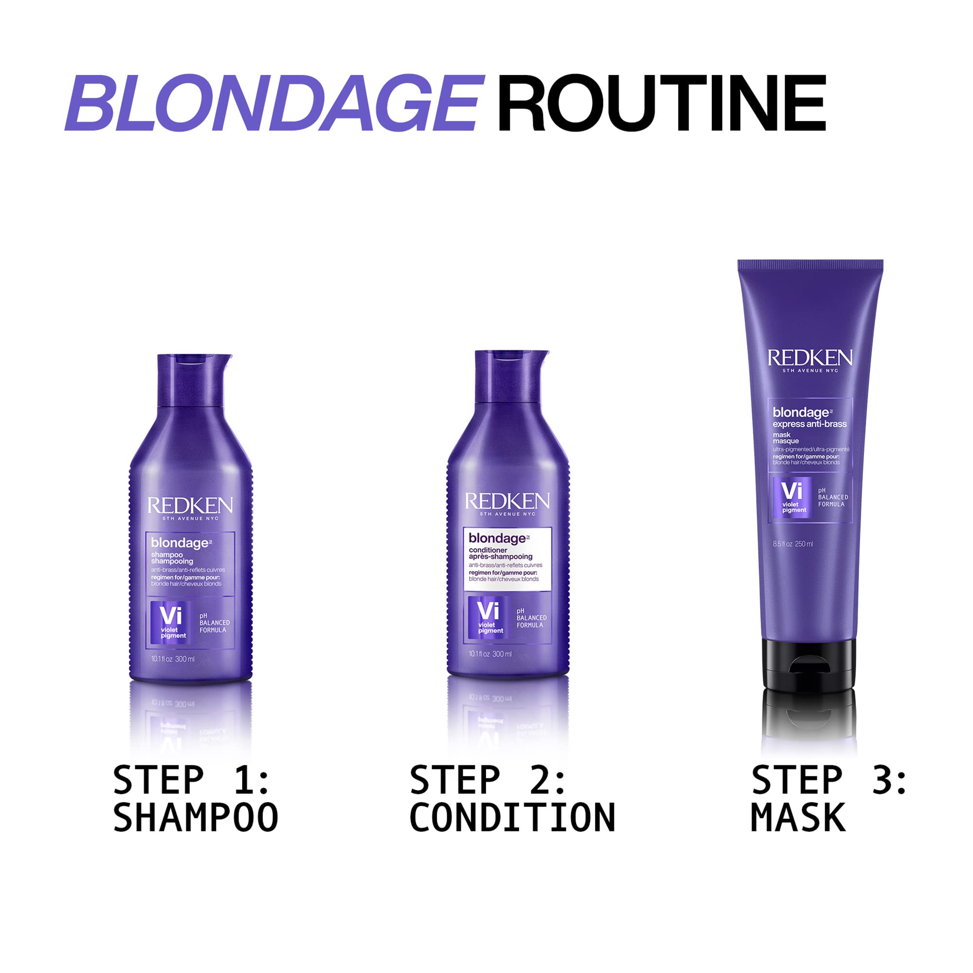 REDKEN Extend Blondage Purple Shampoo & Conditioner Set - Toning & Color Depositing for Blonde Hair - Perfect for Salon & At-Home Blonde Maintenance