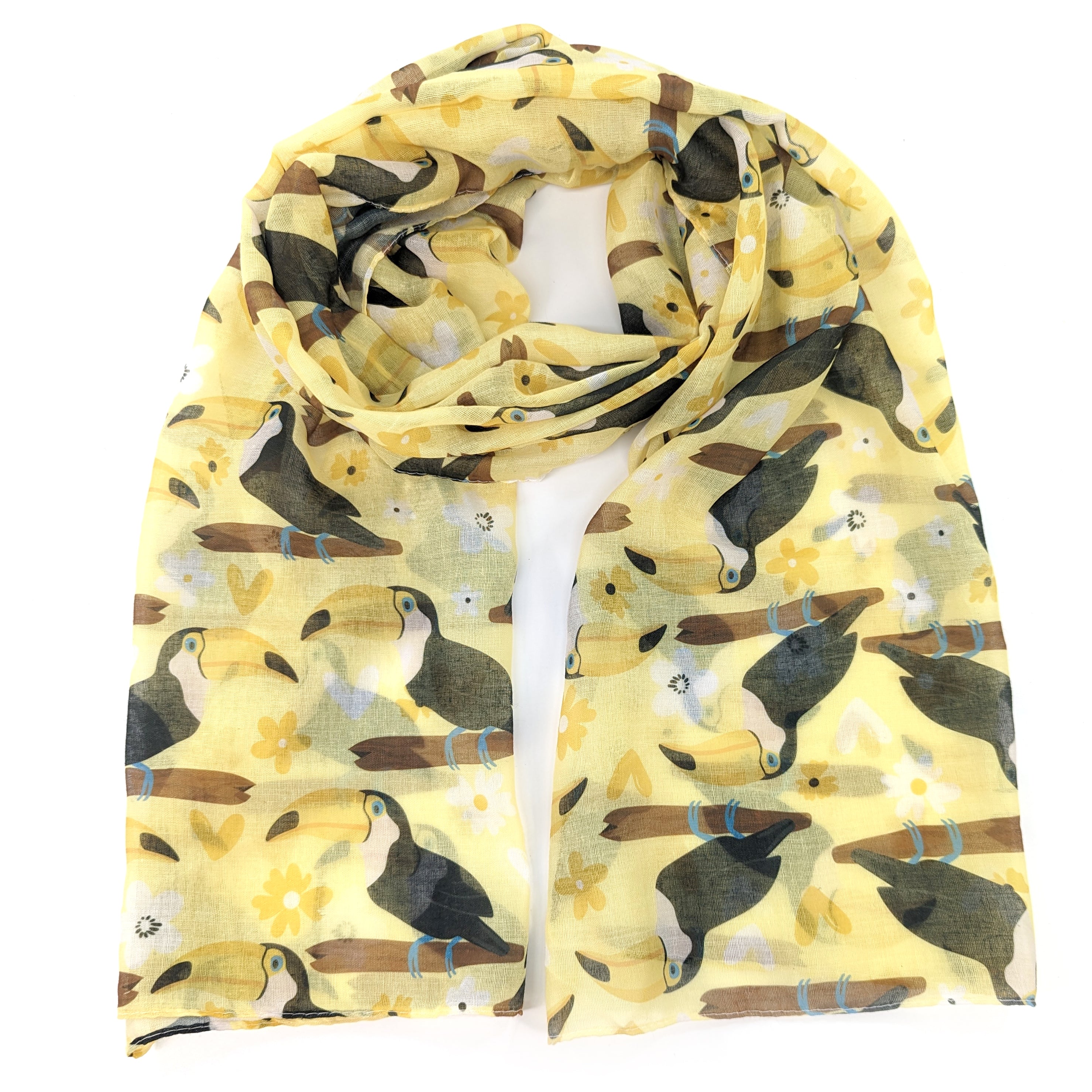 Stylish Tina the Toucan Print Women's Fashion Scarf - Lightweight & Soft for Everyday Wear, Office, and Special Occasions