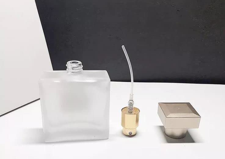 Zénitude Glassworks 50ml Square Frosted Empty Glass Perfume Spray Bottles - Refillable Travel Size for Essential Oils, DIY Fragrance & Home Decor