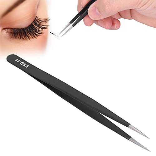 Professional Anti-Static Eyelash Extension Tweezers - Stainless Steel Lash Grafting Tools for False Eyelash Application (ESD-11) | Perfect for Salon, Home Use & Professional Makeup Artists